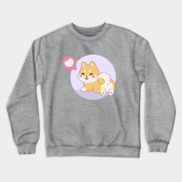 Kawaii Shiba Inu With Love Crewneck Sweatshirt by Purplehate